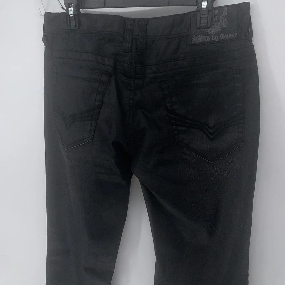 G By Guess Korbin Slim Fit Jeans Black Coated Denim Upscale Party Style 32x34